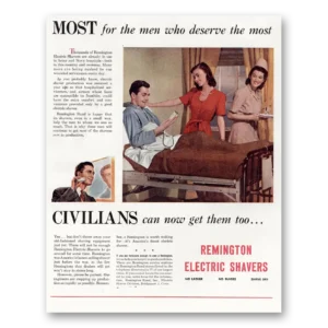 1945 Remington Rand Electric Shaver Print Ad | Men Who Deserve