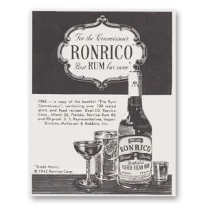 1945 Ronrico Rum Print Ad | Connoisseur