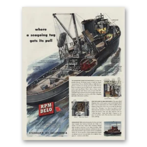 1945 RPM DELO Oil Print Ad | Diesel Freighters Wheels Go Round