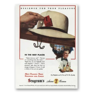 1945 Seagrams Print Ad | Check Your Hat Sir