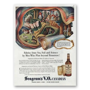1945 Seagrams VO Whisky Print Ad | Fabrics From Sea Sail Science
