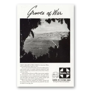 1945 Santa Fe Railway Print Ad | Groves War