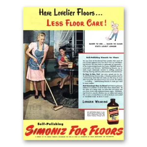 1945 Simoniz Floor Wax Print Ad | Lovelier Floors