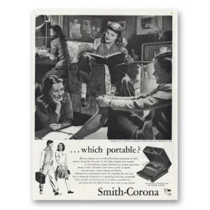 1945 Smith Corona Typewriters Print Ad | Which Portable Among Students