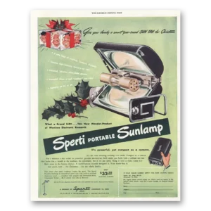 1945 Sperti Portable Sunlamp Print Ad | Christmas