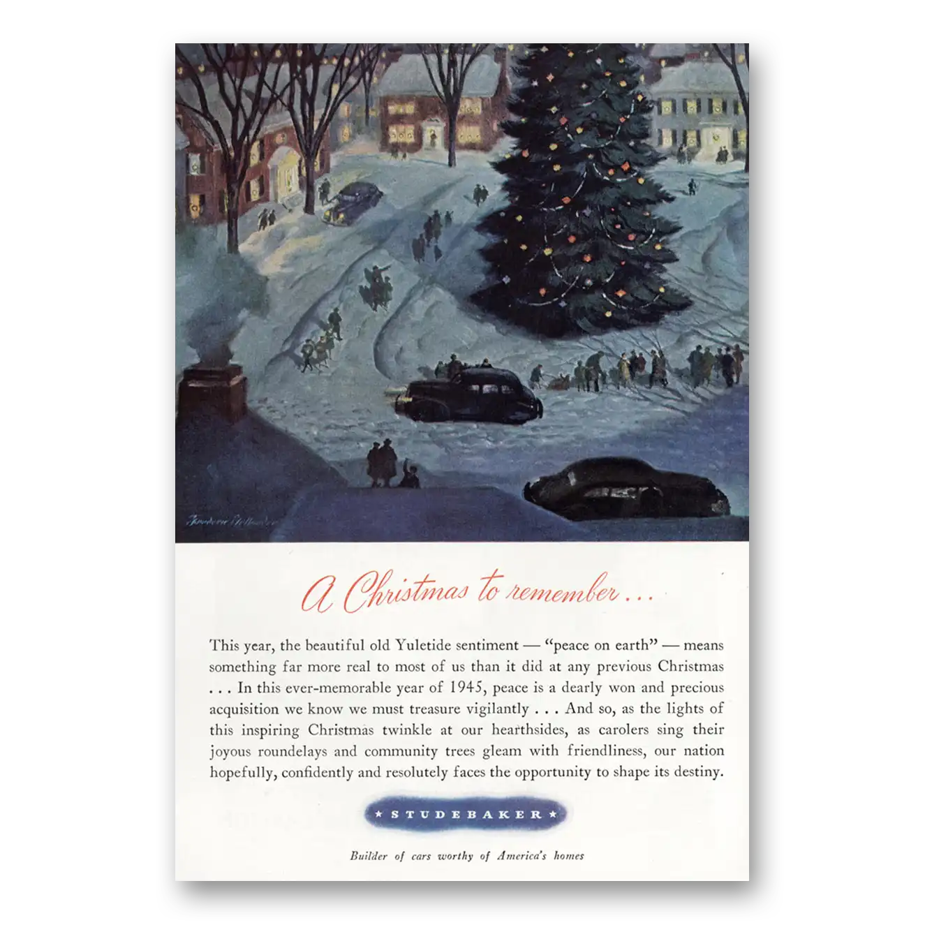 1945 Studebaker Print Ad | Christmas