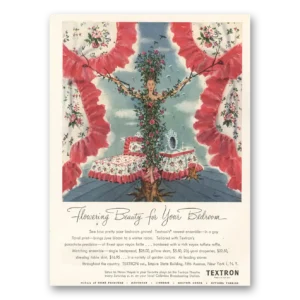 1945 Textron Linens Print Ad | Flowering Beauty