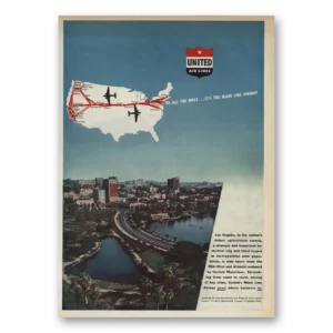 1945 United Airlines Print Ad | Los Angeles