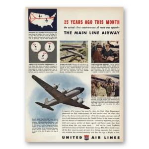 1945 United Airlines Print Ad | Main Line