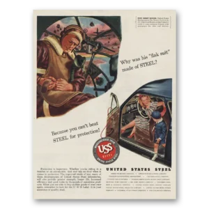 1945 United States Steel Print Ad | Flak Suit