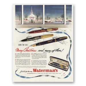 1945 Watermans Pen Print Ad | Merry Christmas