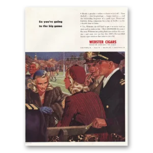 1945 Webster Cigars Print Ad | Going To The Big Game