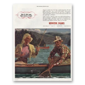 1945 Webster Cigars Print Ad | Fish Stories