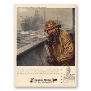 1945 Western Electric Print Ad | Tanker Out Of Control Port Bow