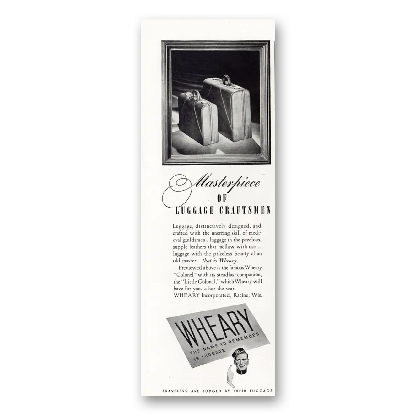 1945 Wheary Luggage Print Ad | Masterpiece