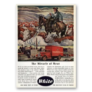 1945 White Trucks Print Ad | Miracle Meat