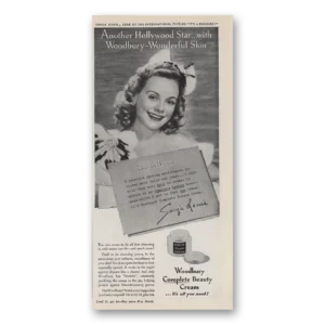1945 Woodbury Beauty Cream Print Ad | Sonja Henie