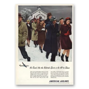 1946 American Airlines Print Ad | Yuletide Spirit