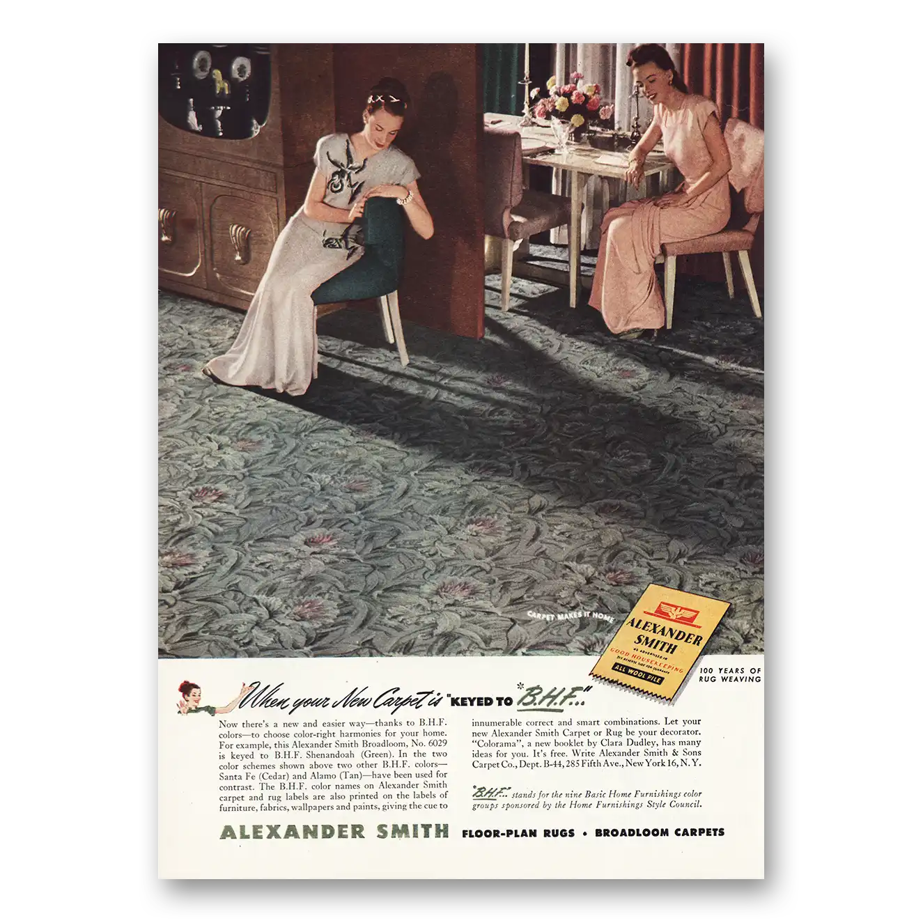1946 Alexander Smith Carpet Print Ad | Keyed To Bhf