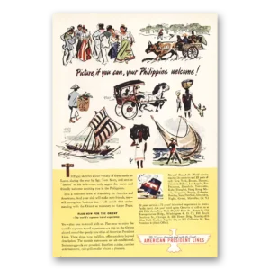 1946 American President Lines Print Ad | Philippine Welcome