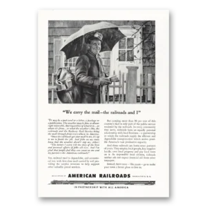 1946 American Railroads Print Ad | Carry Mail