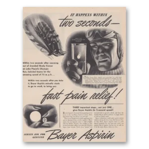 1946 Bayer Aspirin Print Ad | Two Seconds