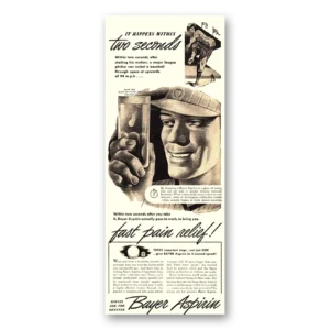 1946 Bayer Aspirin Print Ad | Two Seconds