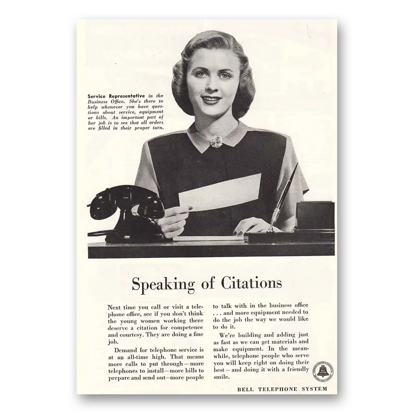 1946 Bell Telephone Print Ad | Speaking Citations