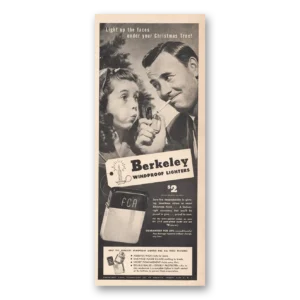 1946 Berkeley Windproof Lighters Print Ad | Light Up Faces