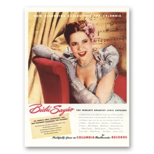1946 Columbia Records Print Ad | Bidu Sayao