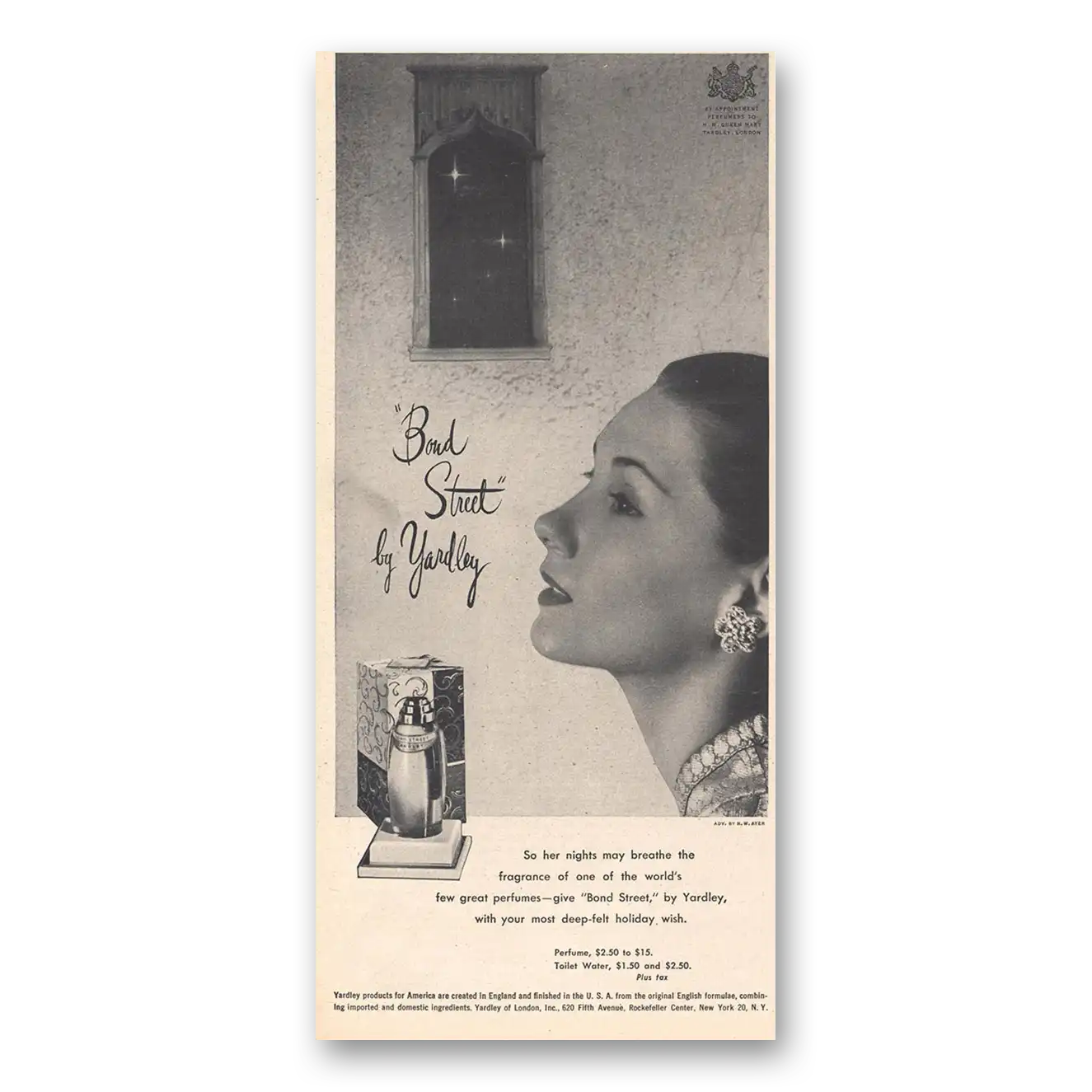 1946 Bond Street Perfume Print Ad | Nights May Breathe