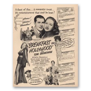 1946 Breakfast In Hollywood Movie Promo Print Ad | Tony Breneman