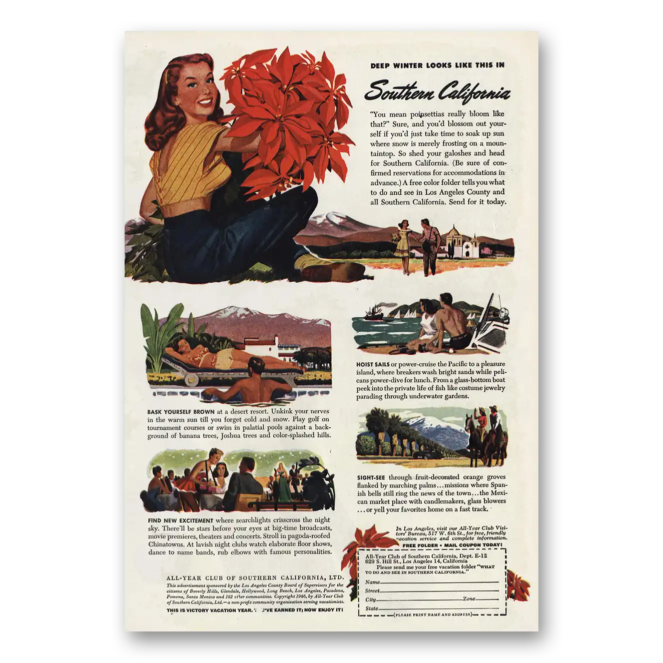 1946 Southern California Print Ad | Deep Winter Looks Like This