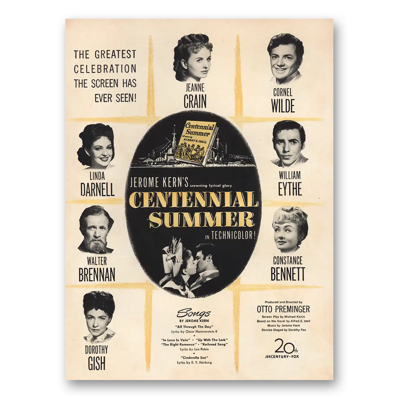 1946 Centennial Summer Movie Promo Print Ad | Linda Darnell