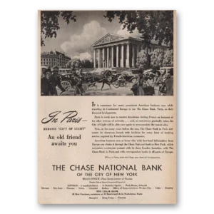 1946 Chase National Bank Print Ad | Paris City Of Light