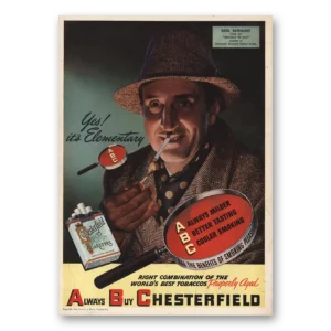 1946 Chesterfield Cigarettes Print Ad | Basil Rathbone