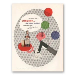 1946 Coronet Brandy Print Ad | Lighter Highball
