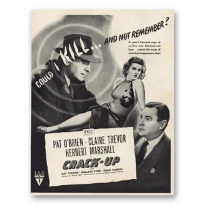 1946 Crack Up Movie Promo Print Ad | Pat Obrien