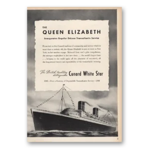 1946 Cunard Print Ad | White Star Queen Elizabeth