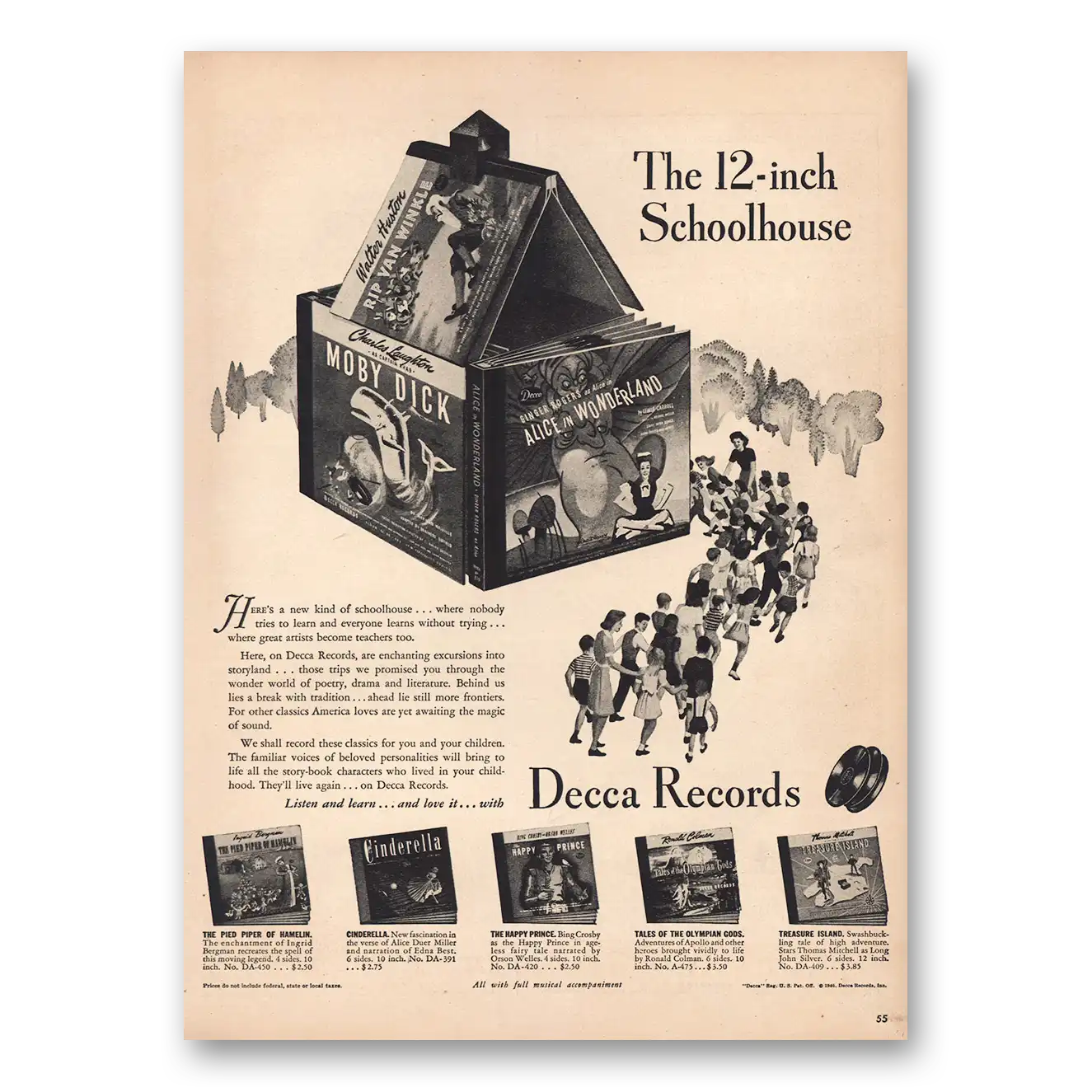 1946 Decca Records Print Ad | Schoolhouse