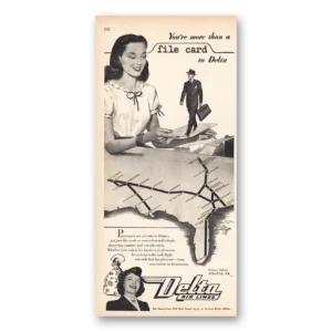 1946 Delta Air Lines Print Ad | File Card