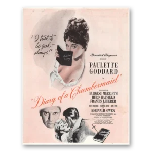 1946 Diary Of a Chambermaid Movie Promo Print Ad | Paulette Goddard