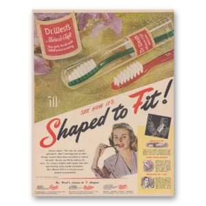 1946 Dr Wests Toothbrush Print Ad | Miracle Tuft