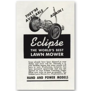 1946 Eclipse Mowers Print Ad | Worlds Best