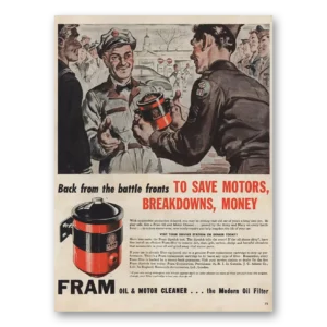 1946 Fram Oil Print Ad | Battle Fronts