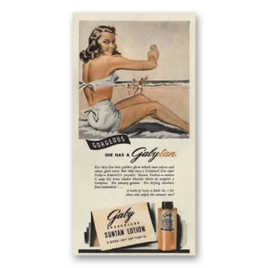1946 Gaby Suntan Lotion Print Ad | Gorgeous She Hasgaby Tan