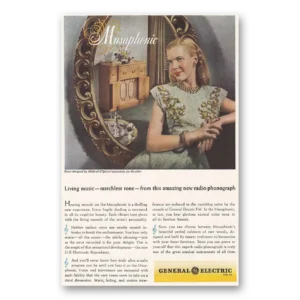 1946 General Electric Radio Print Ad | Mildred Oquinn