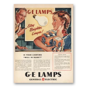 1946 GE Lamps Print Ad | Lighting Well Hand