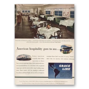 1946 Grace Line Print Ad | Dining Salon