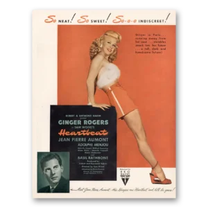 1946 Heartbeat Movie Promo Print Ad | Ginger Rogers